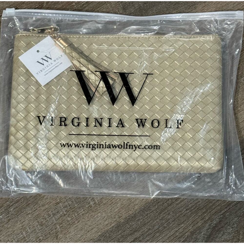NWT! Virginia Wolf Mimi Metallic Gold Woven Clutch - Picture 11 of 11
